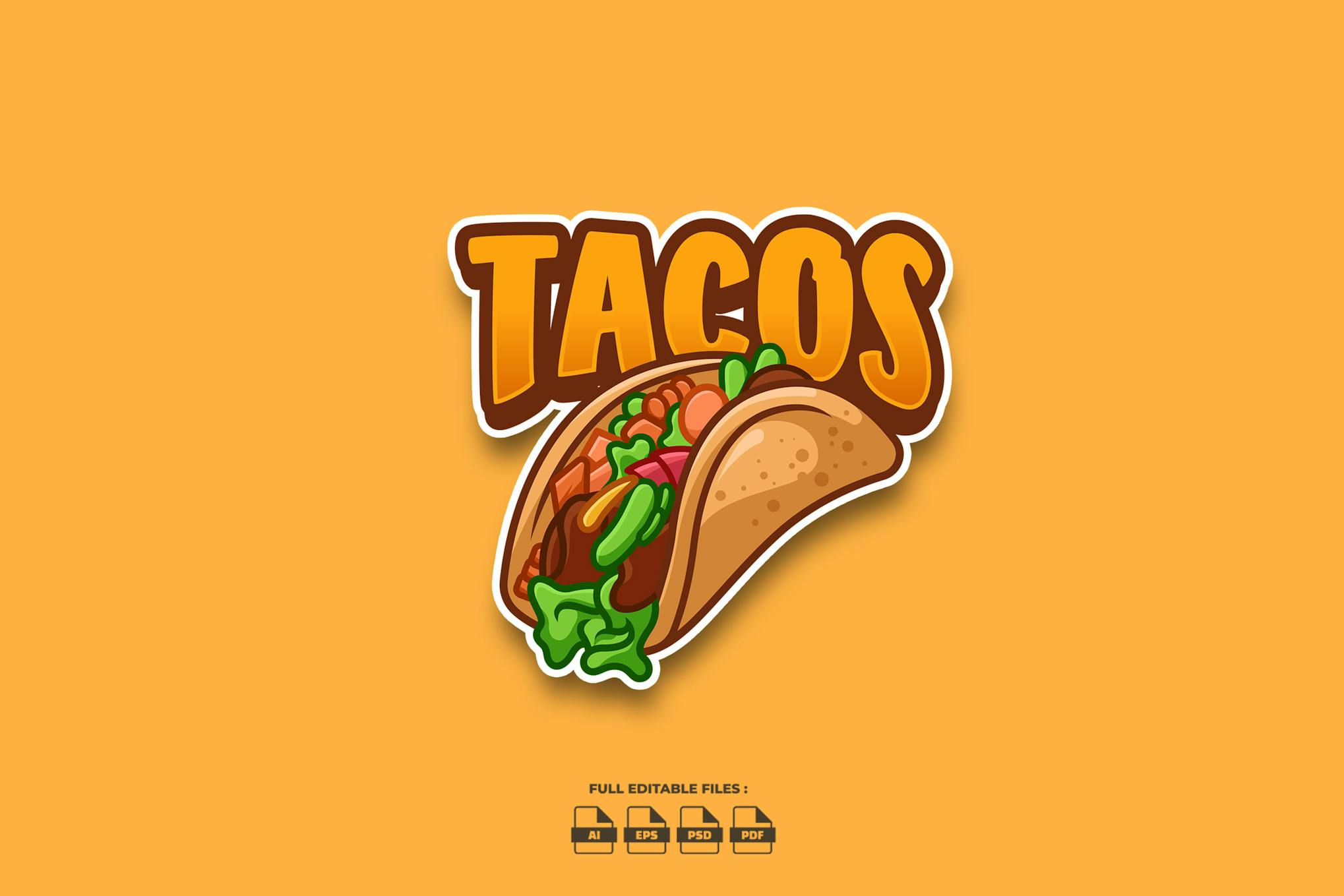 Tacos Cartoon Food Truck Logo