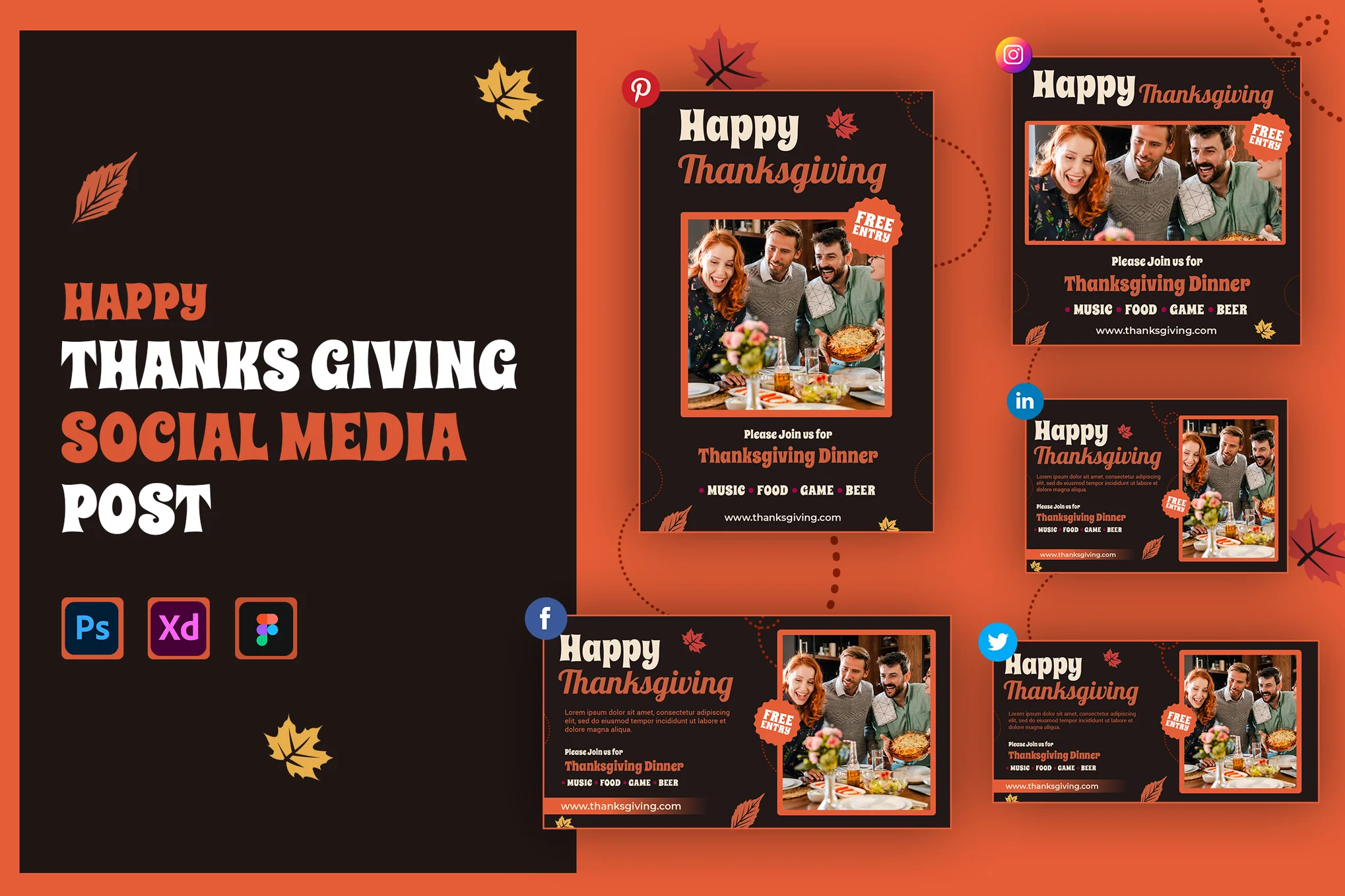 Thanksgiving Day Social Media Banner Templates