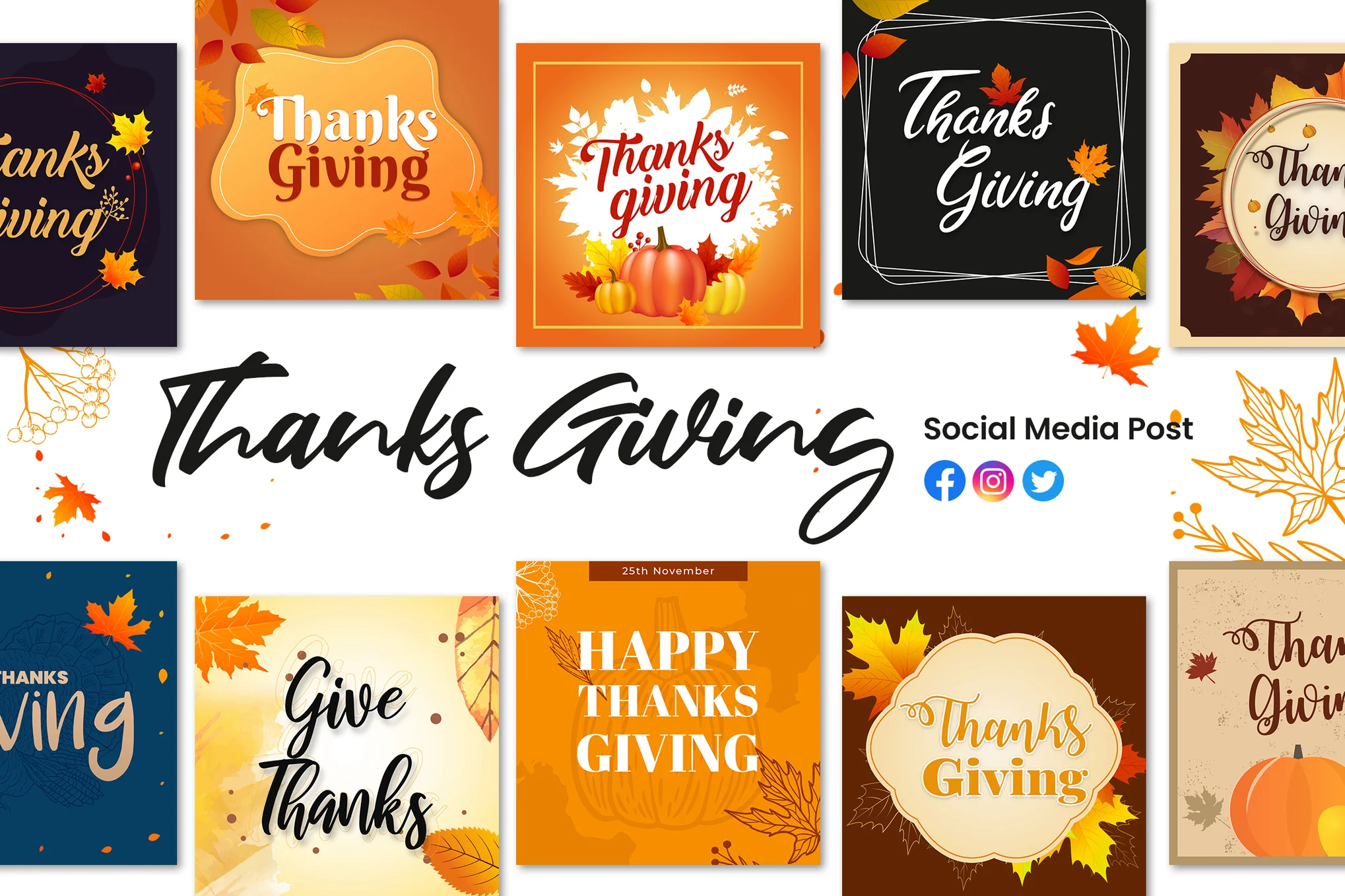 Thanksgiving Social Media Template Kit