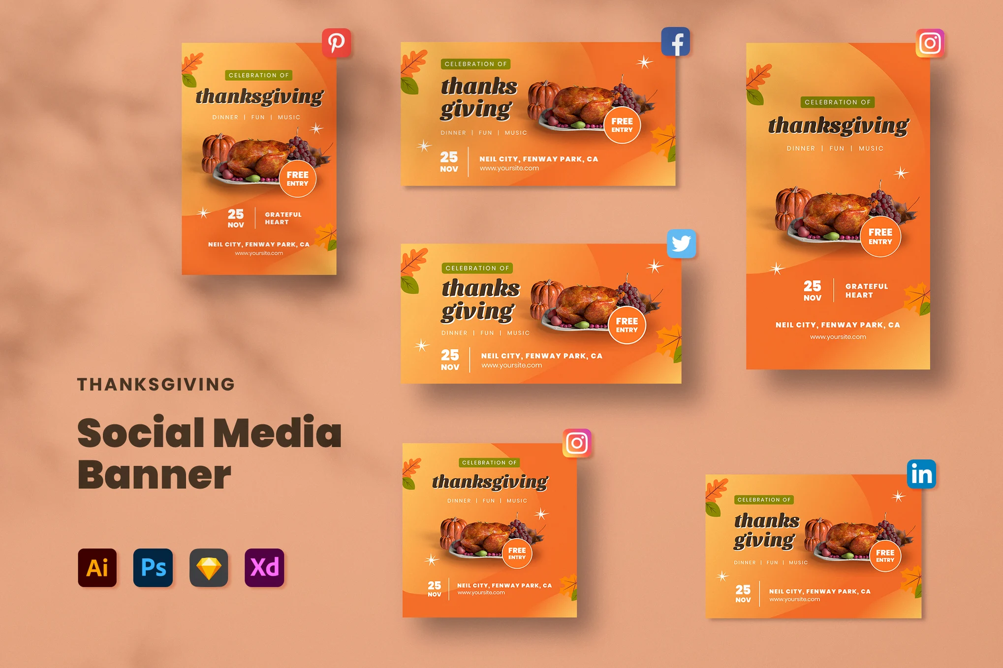 Thanksgiving Social Media Templates Pack