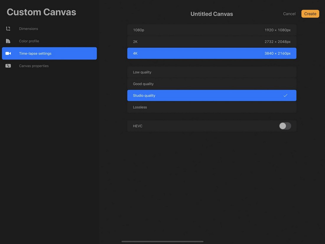 timelapse settings