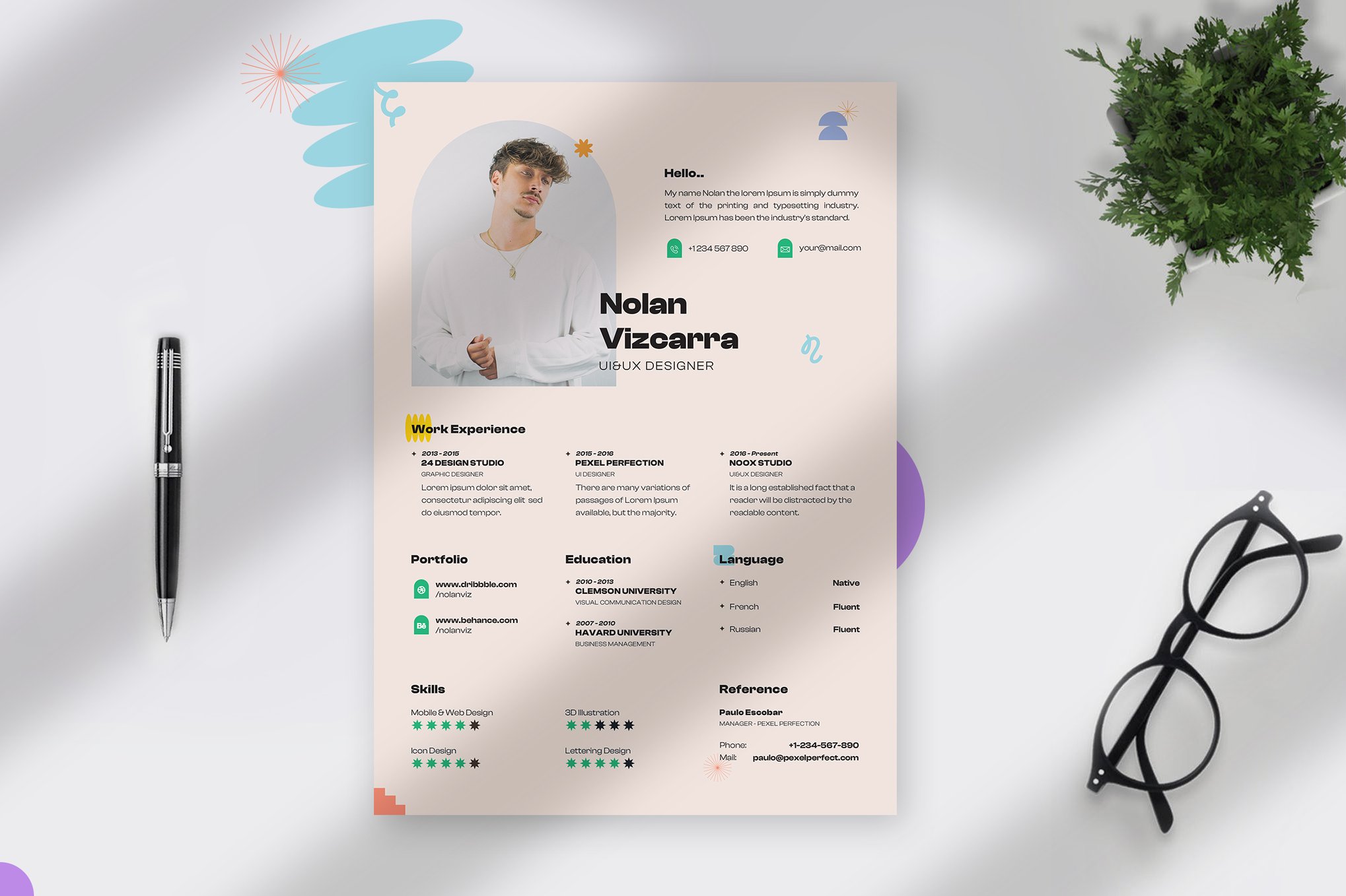 Trendy CV One-Page Resume Template