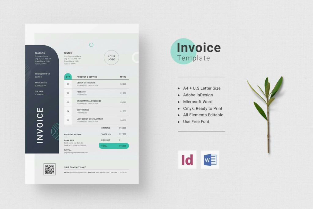 50+ Best Invoice Templates for InDesign &amp; Illustrator (Free + Premium ...