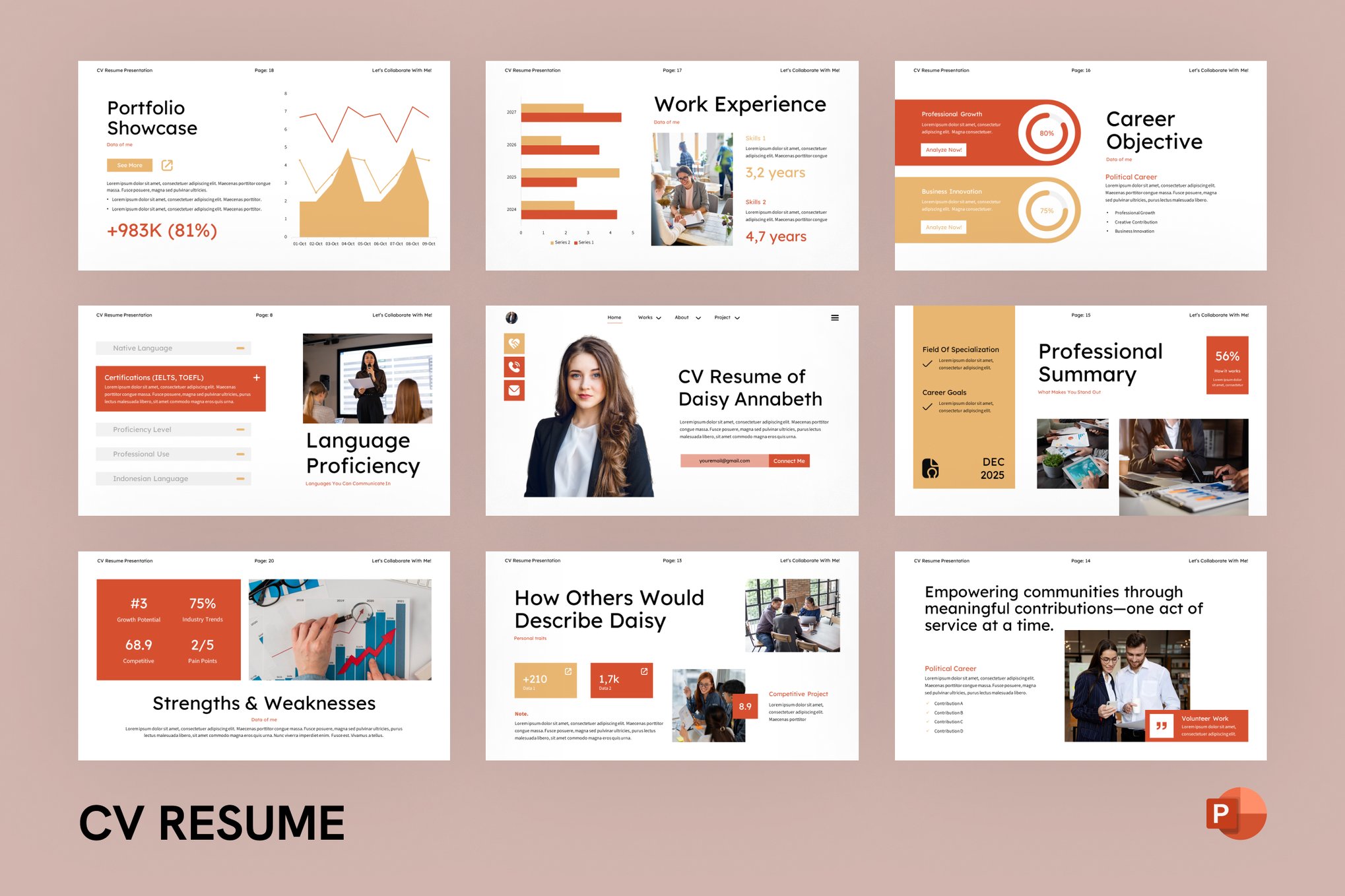 Trendy Resume PowerPoint Template