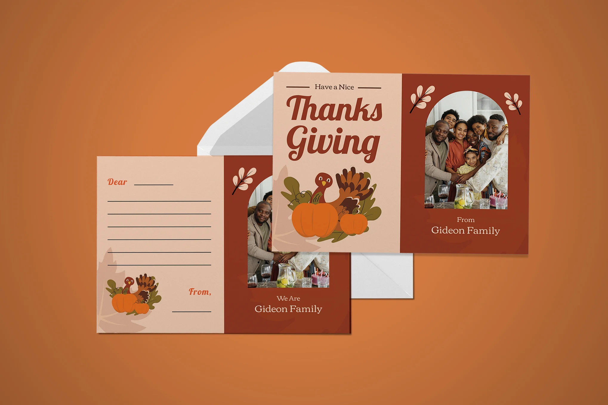 Two-Side Thanksgiving Greeting Card Template