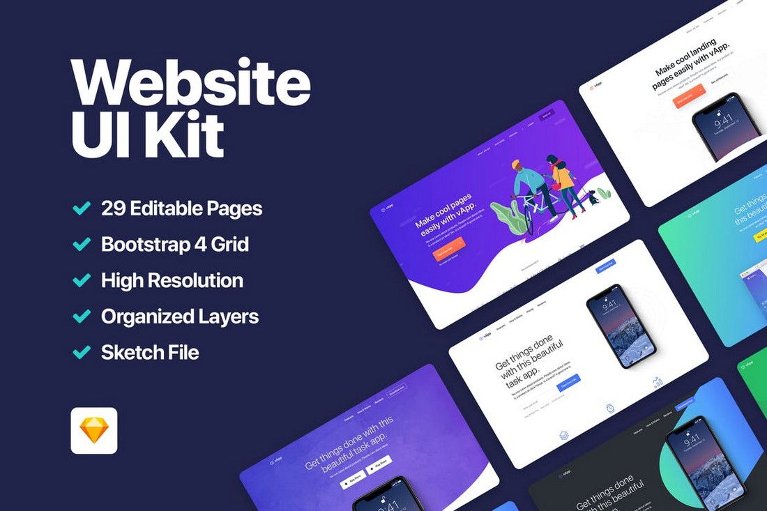 vApp-Website-UI-Kit-Adobe-XD-Templates 30+ Best Adobe XD UI Kits + Templates 2020 design tips 