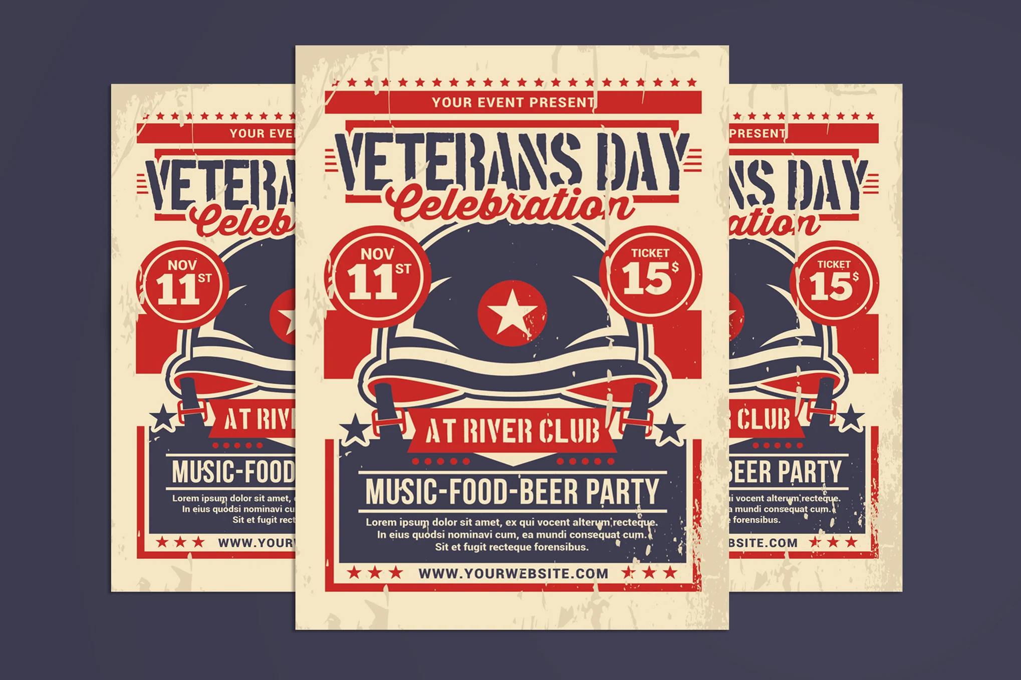 Vintage Veterans Day Flyer Template