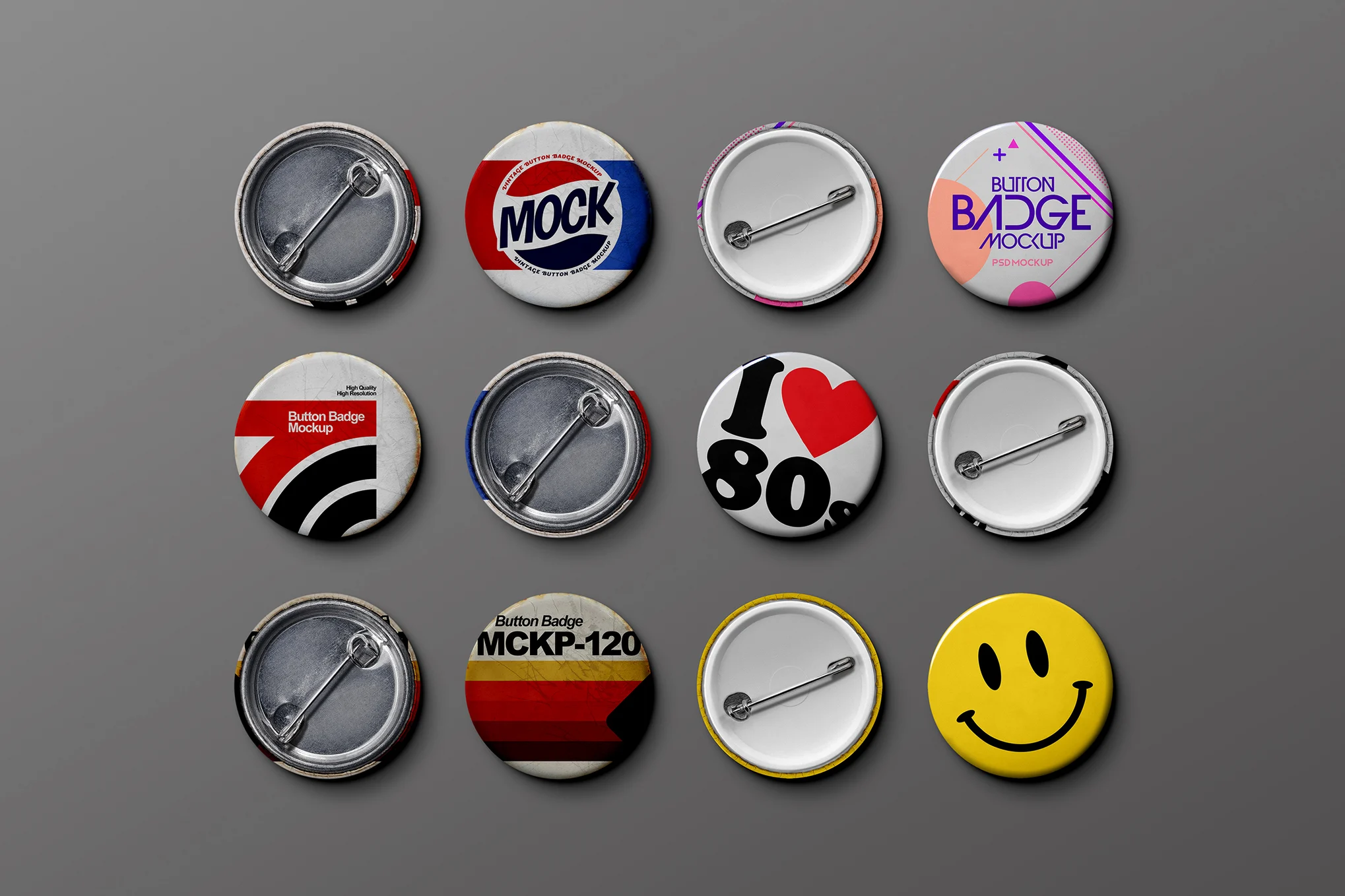 Vitnage Button Badge Mockup Set