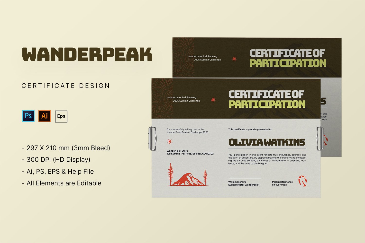 Wanderpeak - Certificate Template