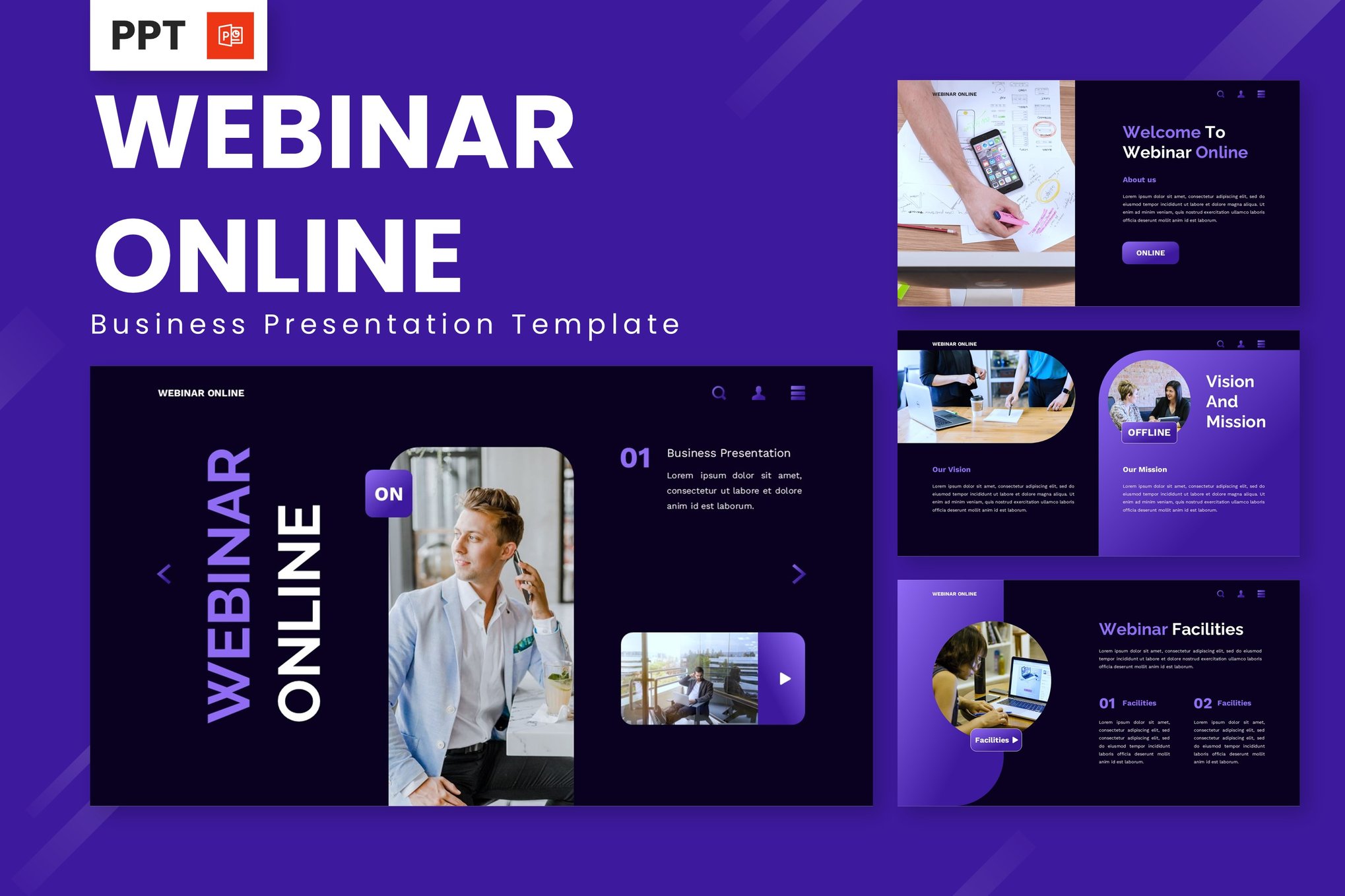 Webinar Online - Business Webinar PowerPoint Templates
