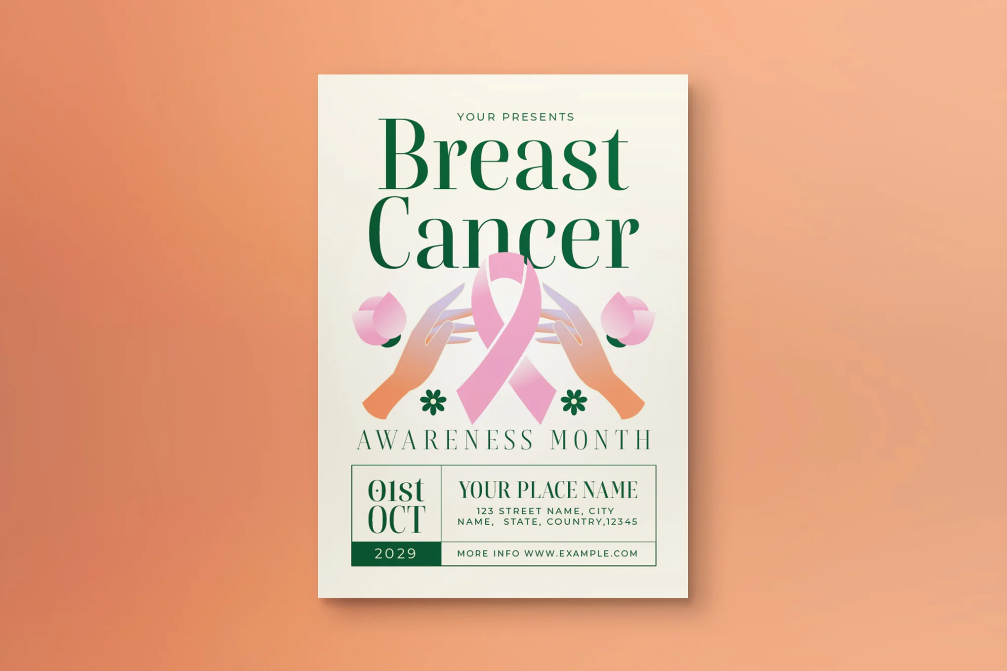 White Modern Breast Cancer Awareness Flyer