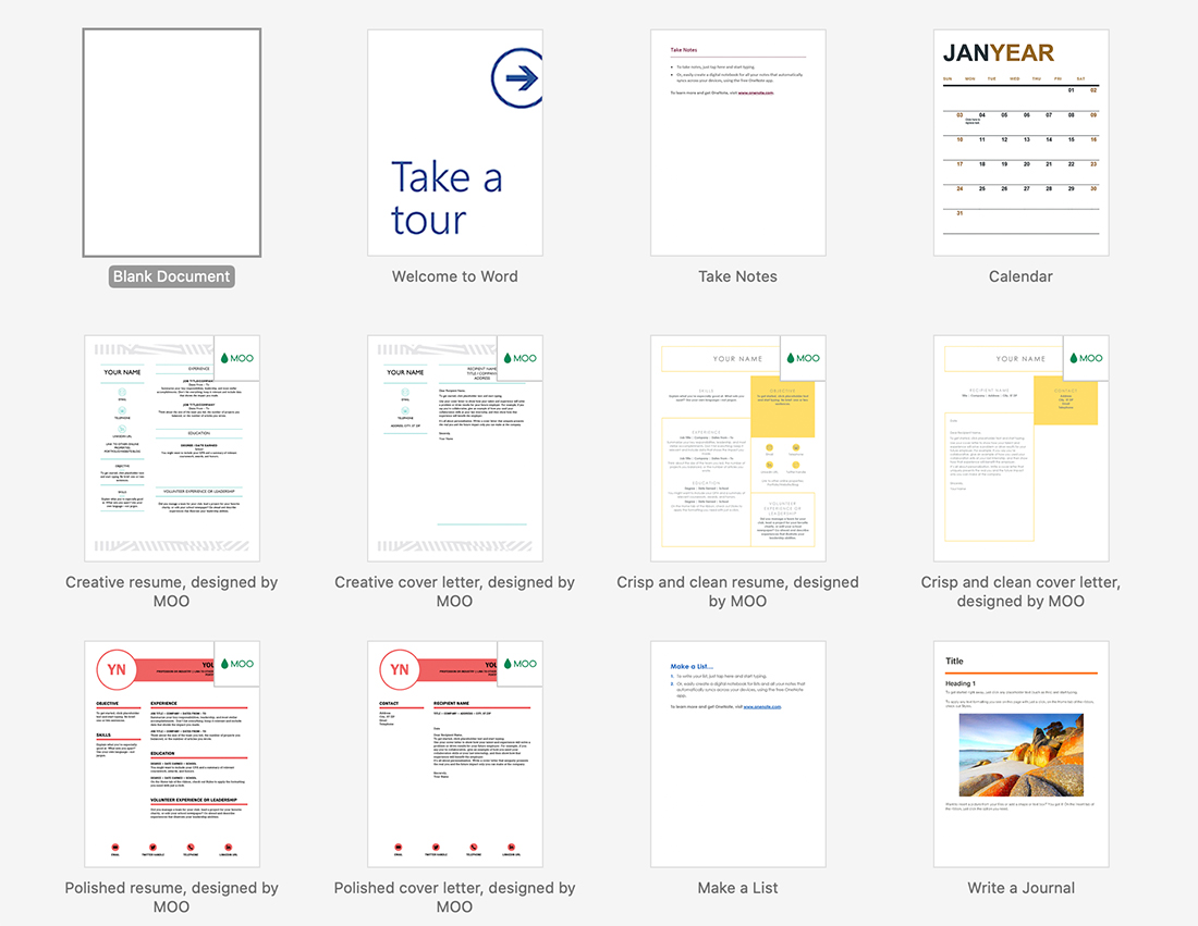 word document templates for mac
