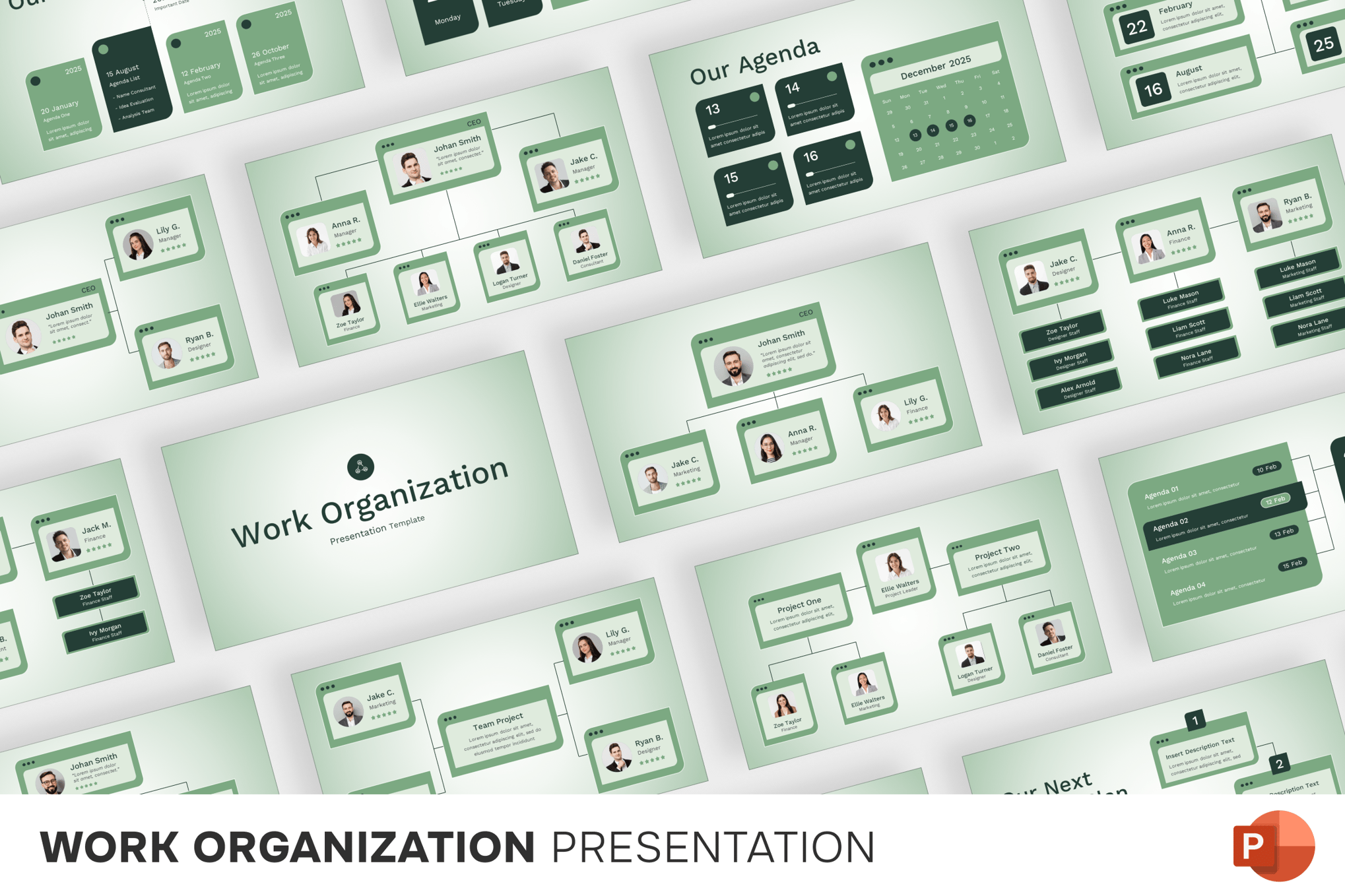 Work Organization Org Chart PowerPoint Template