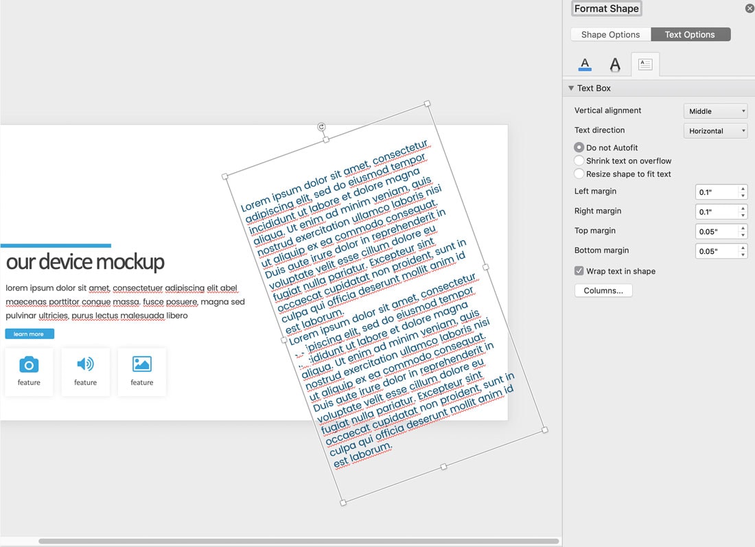 text wrap in powerpoint for mac