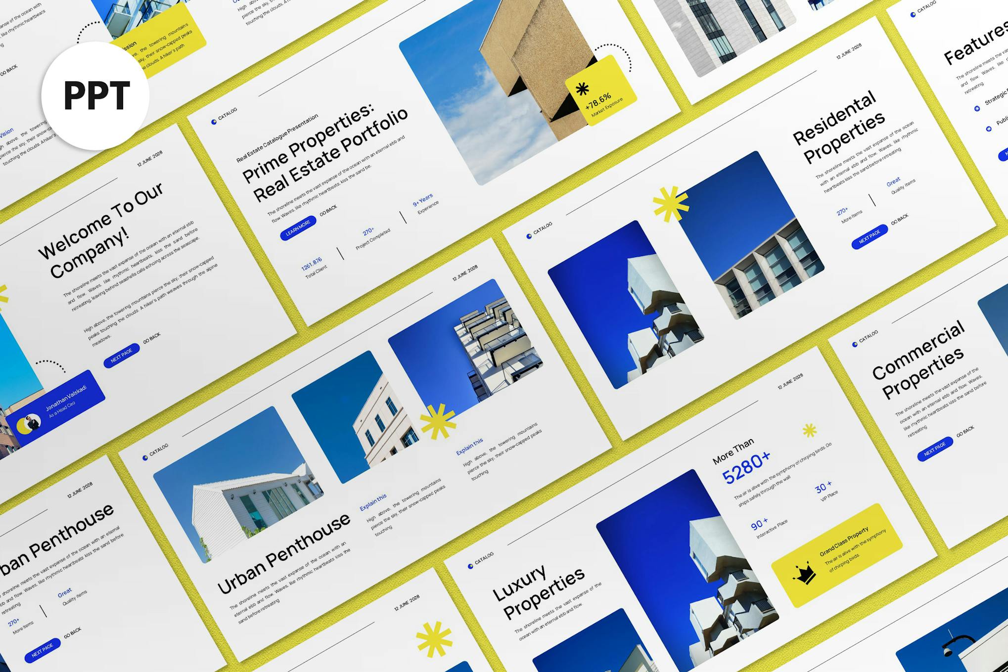Yellow Modern Real Estate Catalogue PPT